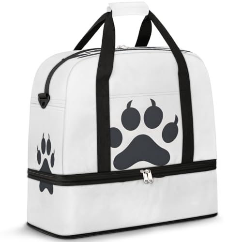Travel Duffel Bags Cats Dog Paw Print Foldable Weekender Bags for Women with Shoes Compartment Waterproof & Tear Resistant Carry on Overnight Luggage Duffel Bag Shoulder Sports Tote Bag,A-544