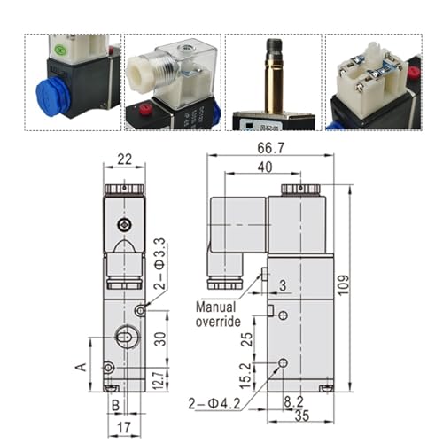 Válvula solenoide 3V210-08 NO AC110V neumática de 3 vías y 2 posiciones para control de aire de gas 7