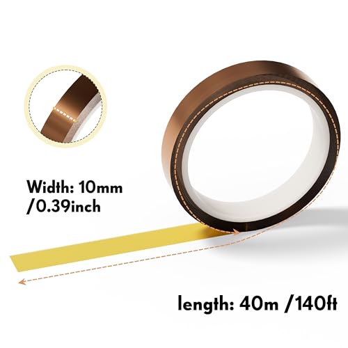 Image of KILAY High Temperature Tape Heat Tape Heat Resistant Tape Heat Transfer Tape Heat Tape for Sublimation No Residue for Electronics Soldering Circuit Boards - No Residue, 2 Rolls 10mm x 40m 131ft