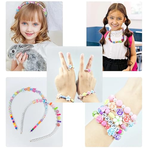 Image of MAGHROLA Beads Kit for Kids - Colorful Bracelet Beads Set with Clay Charms | DIY Jewelry Making Kit for Girls, Women | Arts & Crafts Bead Kit with Pony Beads, Plastic Beads | Gift Box Set (Pack of 1)