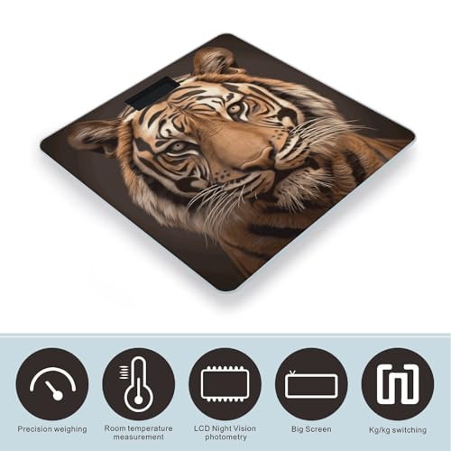 Báscula Digital de Baño 3D Cabeza Tigre Vidrio Templado miniatura 3
