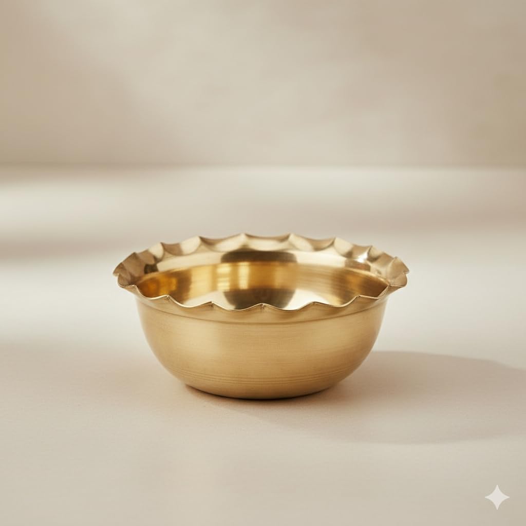 ALODIE Brass Bowl – Traditional Pital ki Katori for Pooja, Kitchen & Decor | Brass Pooja Items for Home | Brass Bowl for Puja | Decorative Bowl | Petal ke Bartan. (1, 2.6 * 1.0 INCHES)-image-39