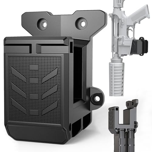 AR Wall Mount with Dual Magazine Holders for .223 / 5.56 Rifle, Lockable AR15 Gun Rack for Vertical/Horizontal Storage & Display, Heavy Duty ABS Material, Scratch-Resistant AR 15Accessories Gun Mount