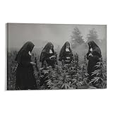 Nuns in A Weed Farm 1920s Vintage Black And White Art Vintage Wall Art Funny Wall Art Print Canvas Painting Posters And Prints Wall Art Pictures for Living Room Bedroom Decor 12x18inch(30x45cm) Frame