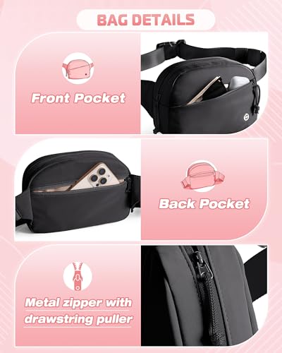 Image of Smasrob Fanny Pack for Women, Crossbody Sling Bag Waist Bag with Pockets | Lightweight, Water-repellent fabric, Adjustable Strap, Black