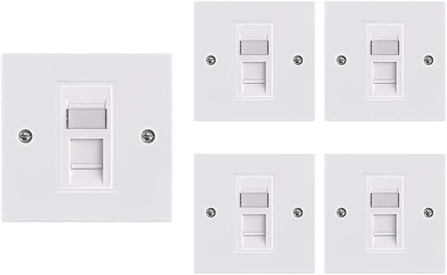 VCE RJ45 Socket Cat6 Ethernet Wall Socket Single Port Flat Face Wall Plate For CAT6/CAT5E/CAT5 Network Cable With Modular 5 Sets