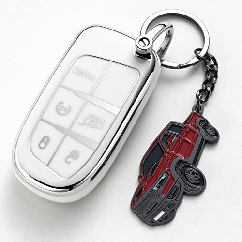 Image of Car Keychain for Dodge RAM 2023 2022 1500 TRX Key Chain Fob Cover Cool Mods Accessories 2 inchx1.3 inch Red