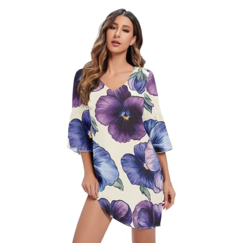 Robe en soie vintage pensée violette chic pour cocktail en terrasse