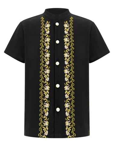 FYMNSI Toddler Baby Boys Mexican Guayabera Shirt Traditional Short Sleeve Button Down Shirts Tops Cinco De Mayo Fiesta Outfit3