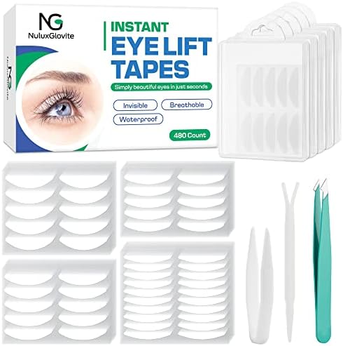 Nuluxglovite Eyelid Tape 480 Count, Eyelid Lifter Strips, Double Eyelid Tape for Heavy Hooded, Droopy Lids for Dramatic Lift - Instant Eye Lift Without Surgery, Perfect for Uneven Mono-Eyelids