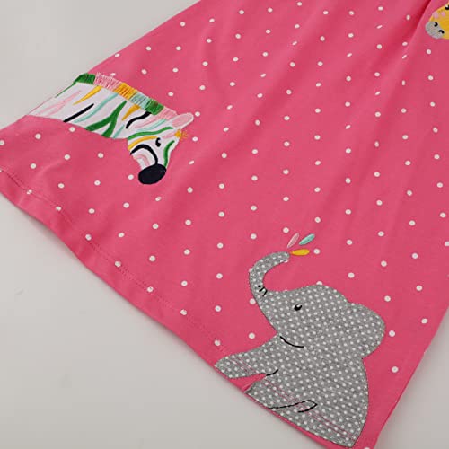 Image of HILEELANG Toddler Girl Cotton Casual Dress Summer Short Sleeve Basic Tunic Playwear Shirt Dresses