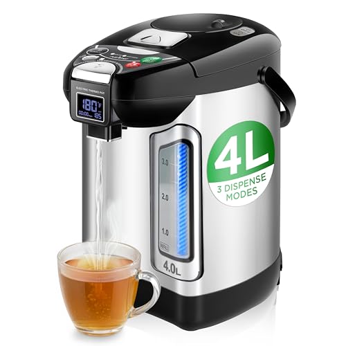 NutriChef Digital Water Boiler and Warmer - 4L/4.23 Qt Stainless Electric Hot Water Dispenser w/ LCD Display, Rotating Base, Keep Warm, Auto Shut Off, Safety Lock, Instant Heating for Coffee & Tea by NutriChef - Used condition - US$59.90