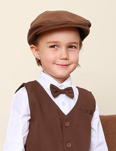 Image of A&J DESIGN Baby Boys Newsboy Cap Toddler Kids Tweed Vintage Flat Hat