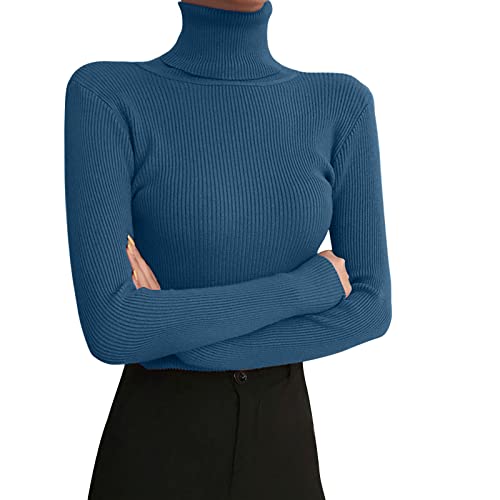 Women's thermal underwear with turtleneck long sleeves for autumn and winter, fitted knitted jumper, ideal as a warm and comfortable base layer, a
