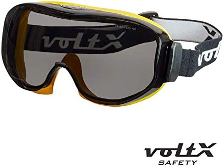 voltX DEFENDER ULTRA indirect ventilated Safety Goggles, SMOKE lens with snug fitting seal and buckle adjustable headband, CE EN166BT , EN172 Certified, Anti fog & Anti Scratch coated UV400 lens.