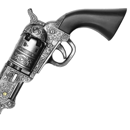 13-Inch Decorative Western Classic Revolver Style, Body SMB-110 with Ornate Engravings, Suitable for Decoration, Collecting, Costuming and Cosplay, Role-Playing, Halloween (Gray)
