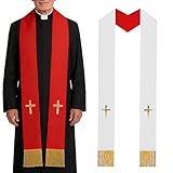 Bawiaueu Estola Para Ministro | Con Borlas y Bordado Doble Cara Unisex para Iglesia | Litúrgica para Clérigo y Celebrante,para Ceremonias de Bodas, Bautizos y Confirmación