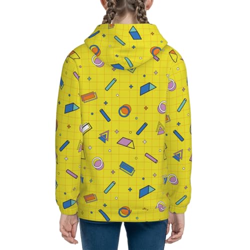 Geometric Objects Pattern Kids Pullover Hoodies Boys Sweatshirts Girls Athletic Clothes with Pocket4