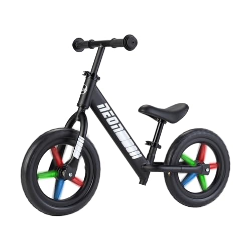 Yvolution LED Balance Bike for Toddlers Ages 2-5 – No Pedal First Bike with Light-Up Wheels, Adjustable Seat & Handlebar – Lightweight Training Bicycle for Boys & Girls