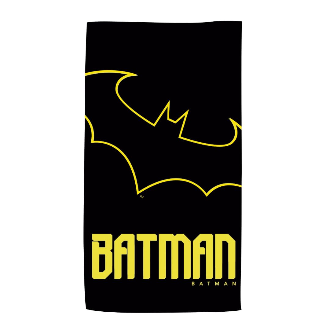 Arditex Black And Yellow Batman Beach Towel, Fan Item, Beach Towel Child, Microfibre Towel, Large, 170 X 90 Cm, For Pool, Shower, Bathroom, Deck Chair, 240 G/M², 100% Polyester