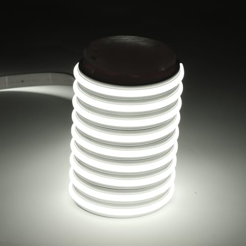 Image of LED Strip Lights 32.8 Feet 110v LED Lights Outdoor Waterproof IP67 Adhesive Cuttable Tape Lighting with Plug 240 LEDs /m 6000K Cold White for Bedroom Kitchen Cabinet Lighting