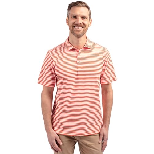Image of Cutter & Buck Mens Short Sleeve Virtue Eco Pique Stripe Recycled Mens Big and Tall Polo