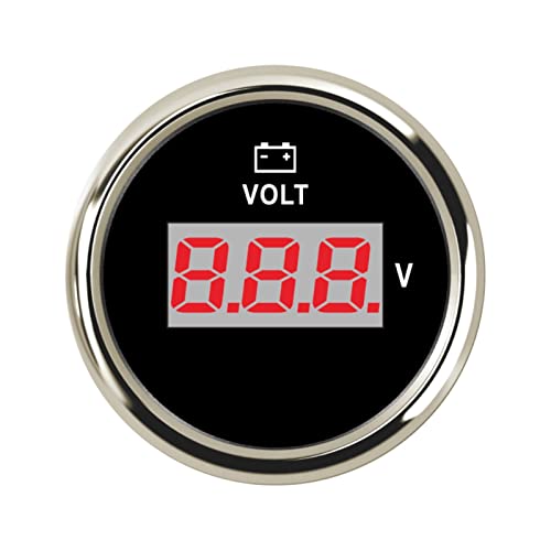 SENEHGMLP(売店) 52 mmカー電圧計12 V 24Vバックライトデジタルボルトゲージメーター付きの自動二輪車のマリン電圧ボルトインジケータに合う 自動車用電圧計(BS)