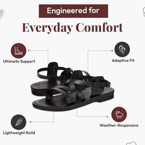 Image of Holy Land Market Men /Women Biblical Jesus Leather Sandals /Slides From Jerusalem (Yashua-Style II)