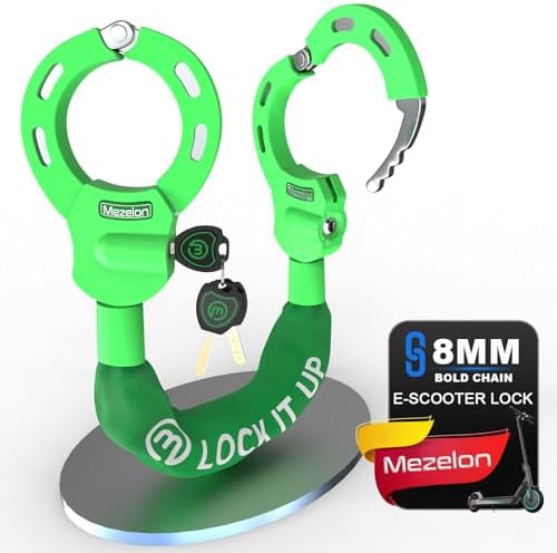 Mezelon E Scooter Schloss 8mm | Hochsicherheits-Handschellenschloss | Fahrradschloss für E Scooter, Fahrräder, E-Bikes und Motorräder | Hochbelastbares Schloss mit starkem Diebstah