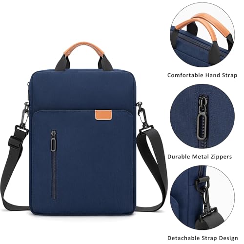 jooeer 13 Inch Laptop Sleeve Case Waterproof Polyester Shoulder Bag Compatible with 13" MacBook Air Pro M3 M2 M1, Surface Pro, Navy Blue - Image 4