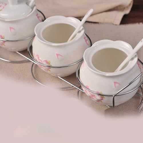 Tarro para condimentos con cuchara y mango blanco de almacenamiento 8