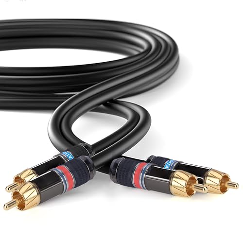 Image of MX 2 RCA to 2 RCA Stereo Audio Cable 1.5M | Gold-Plated Male to Male OFC Cable | Heavy-Duty Copper Shell AV Extension for TV, Amplifier, Speakers & Home Theater - Multicolor