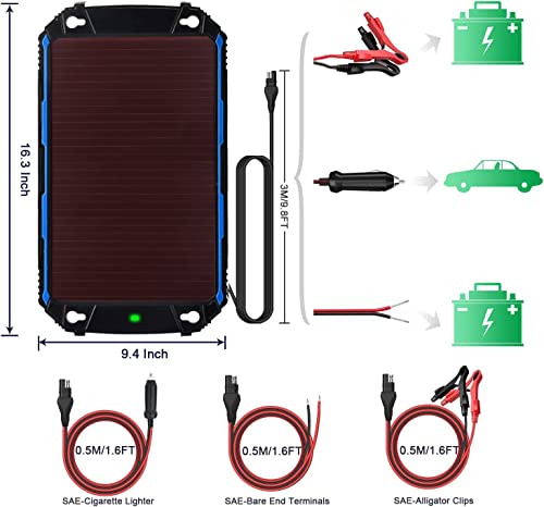 5W 12V Solar Car Battery Charger & Maintainer, Waterproof Solar Trickle Charger, Built-In Intelligent Mppt Controller, Portable Solar Panel Kit For Deep Cycle Marine Rv Trailer Boat #TOP3