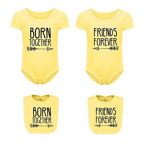 YSCULBUTOL Baby Twins Clothes Best Friends Forever Baby Bodysuit Set Friends Inspired Matching