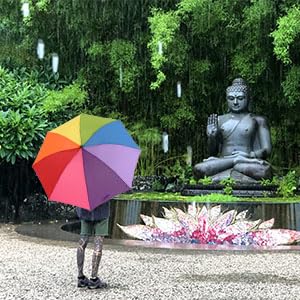 Image of Tinsow 8 Rib Rainbow Umbrella Portable LGBT Pride Umbrella Collapsible, Compact and Durable, Lightweight and Cute Travel Rainbow Umbrella For June Pride Month