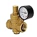 Brass Water Pressure Regulator, Adjustable with Gauge Meter, Durable Pressure Reducer for Home Industrial Equipment, Versatile for Various Water Systems