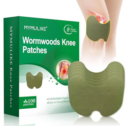 MYMULIKE Knee Patches 100 Count Warming Herbal Plaster Knee Patches Wormwood Extract Sticker 8 Hours Lasting Soothing Joint Discomfort for Knee Back Neck Shoulder