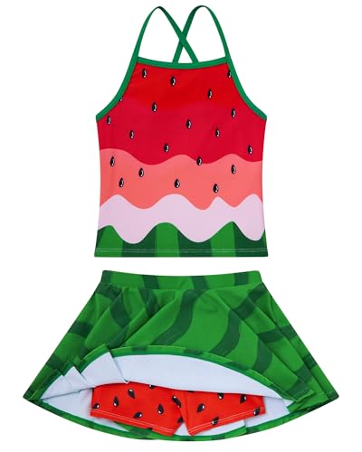 Image of Girls Tankini Swimsuit Two Piece Bathing Suit with Adjustable Strap 3-13 Years