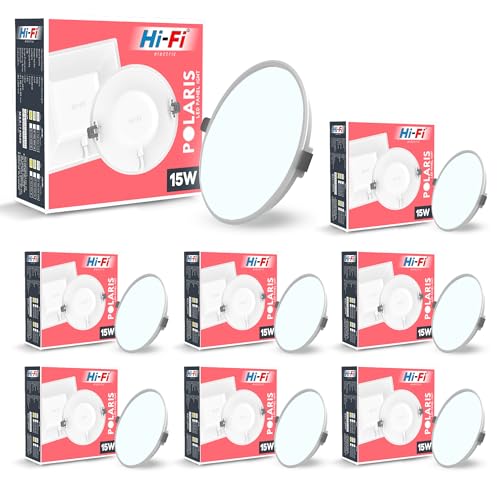 Image of elleys' Polaris + Round LED Panel Light - 15W (Cool White) | Tested Upto 4kV Surge Protection | Recessed Ceiling led Light Downlight for Home & Commercial (8 Pcs)