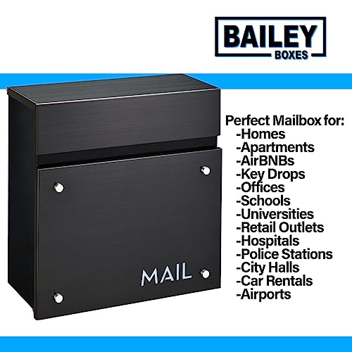 Bailey Boxes - 14.25" H X 14" W X 5.75" D - Wall Mounted Architectural Locking Mailbox - The Dalton #TOP5