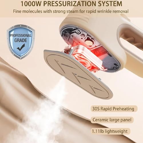Image of Portable Handheld Garment Steamer | 1000W Foldable Mini Travel Steam Iron | 160ml | Iron Rest Pads | Heat Resistant | Anti-Slip Mat | Protective Waterproof Insulation Mat (Multi colored)