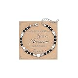 ZZLAY Personalized Fashion Heart - shaped Beaded Bracelet for Women - A Thoughtful Gift for Your Best Friends, Close Pals, Soulmates and Intimate Friends (Black Onyx)