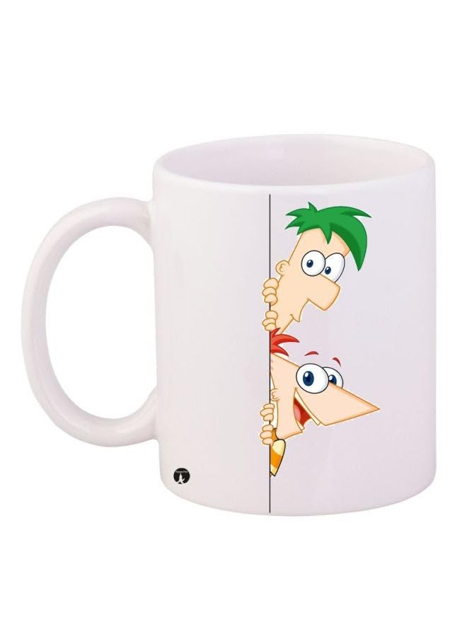RYN Phineas And Ferb Printed Coffee Mug White/Beige/Green 11Ounce - RYNmg10386