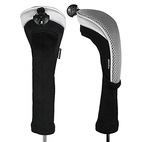 Andux ロングネック ゴルフ ハイブリッド クラブヘッドカバー 交換可能な番号タグ付き 2個セット CTMT-02 (グレー)