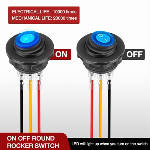 Image of Nilight 5PCS Waterproof Round Rocker Switch