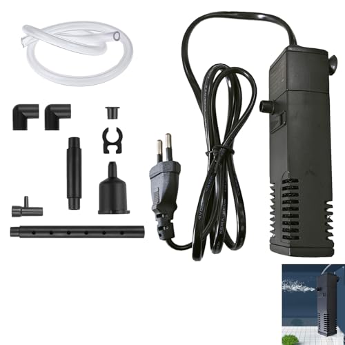 Larebidtex Filtre Intérieur pour Aquarium 20L à 40L – 3 en 1 avec Pompe, Double Filtration, Silencieux et Facile à Installer, Eau Douce et Eau Salée