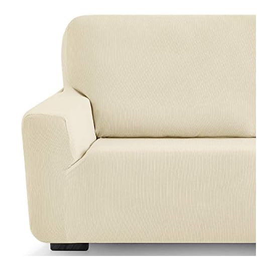 Eiffel Textile Milan - Funda de Sofa Elastica Adaptable Lisa, 94% poliéster 6% Elastano, Marfil, 2 Plazas