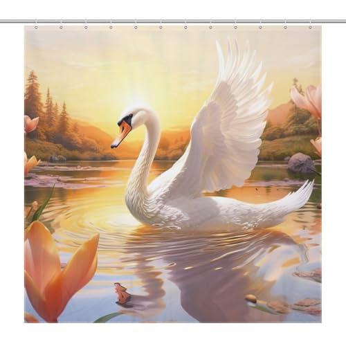 Rideau de douche cygne imperméable polyester lavable en machine 183x183 - 7