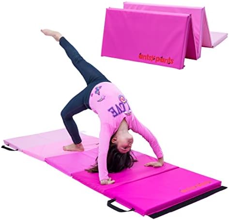 Flybar Antsy Pants Tumbling Mat – Gymnastics Mat, Easy to Clean Gym Mat, Sturdy, Foldable Tumbling Mat for Kids, Padded, Lightweight, Portable, Carrying Handle, Gymnastics Equipment for Activity Play, Pink Ombre Colors