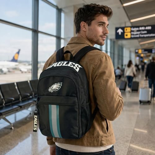 Image of NFL Philadelphia Eagles Backpack - Triple Stripe Wordmark Design with Keychain